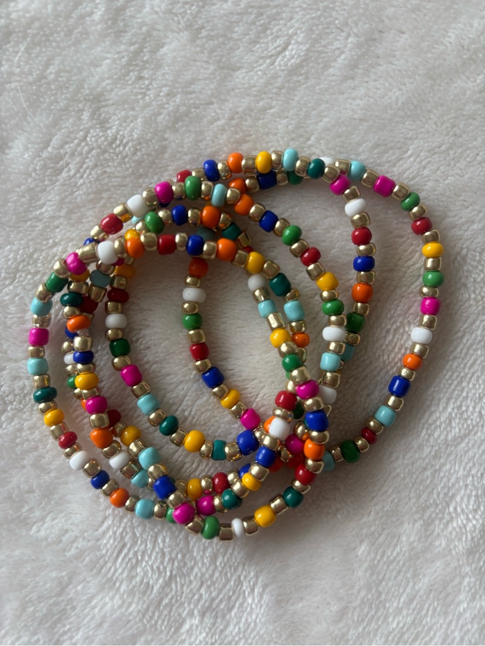 Colorful Multicolor Seed Bead Stretch Bracelet Set